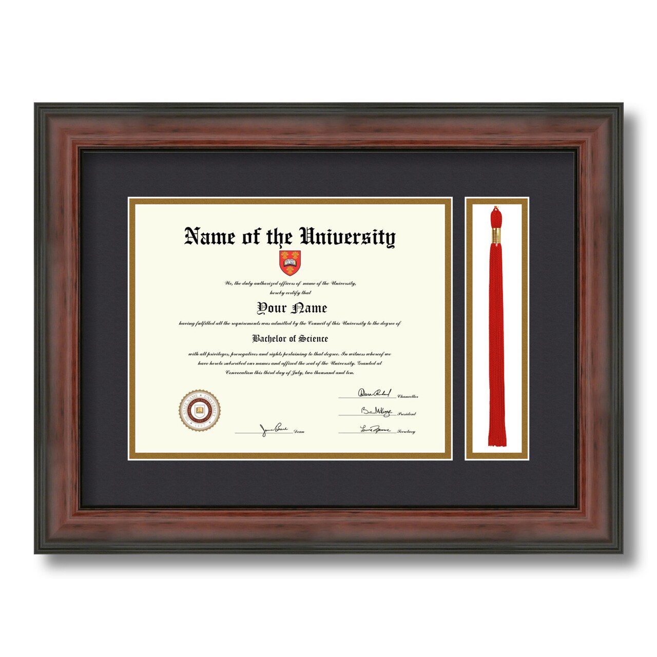 ArtToFrames 8x10 inch Diploma Frame with Tassel Opening - Framed with Black and Gold Mats, Comes with Regular Glass and Sawtooth Hanger for Wall Hanging (DT-8x10)